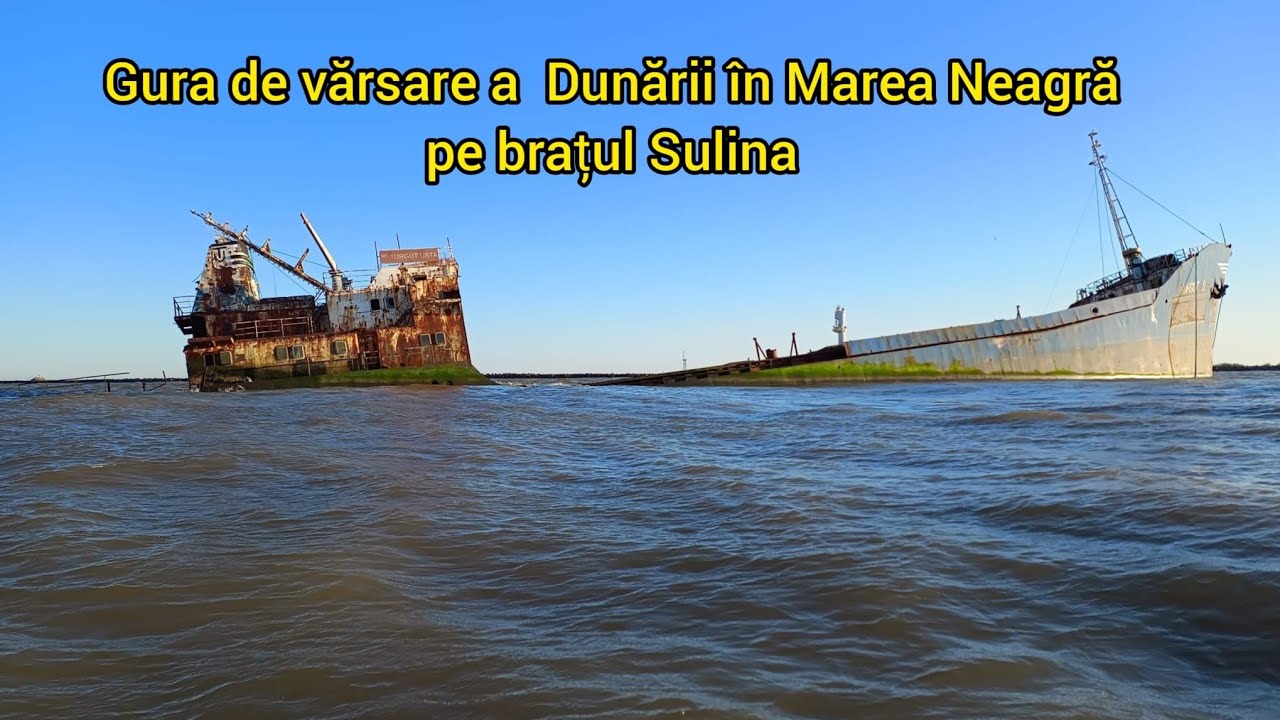 Locul in care Dunărea  se varsă  în Marea Neagra la Sulina