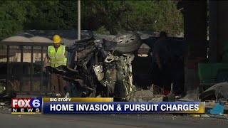 Men charged in 2 home invasions, high-speed chase, violent wreck