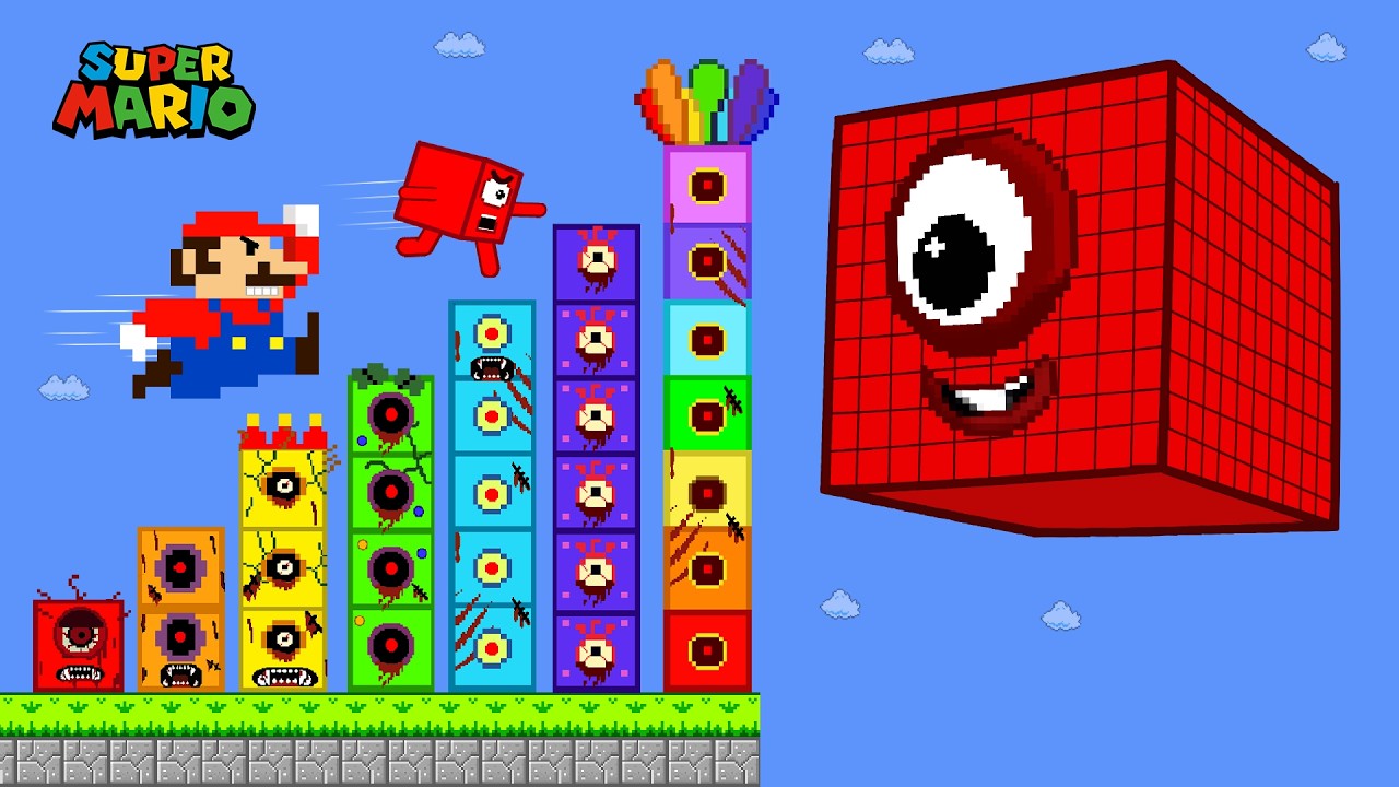 Mario and Number 1 vs the Biggest Zombie 1,000,000 Blocks Maze
