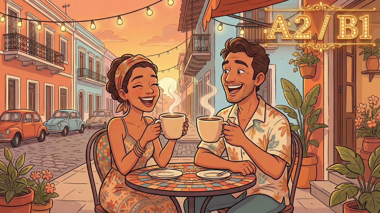 Spanish Audio Café ☕ Ep.1 – Friends Reunite After Years | Real Spanish Conversations