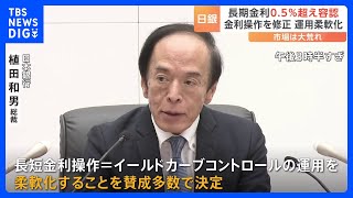 日経平均株価　一時「今年最大の下げ幅」を記録 円安が進む場面も　日銀・大規模緩和策の修正決定受け｜TBS NEWS DIG