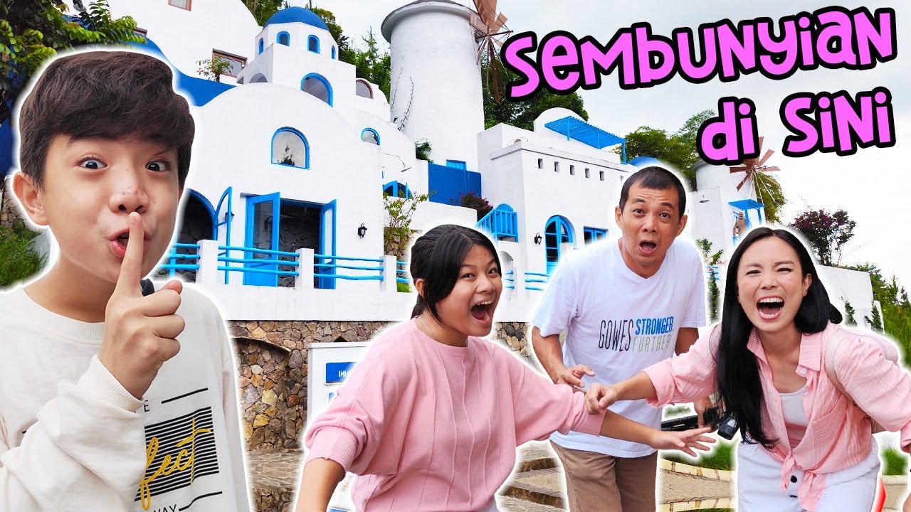 MAIN SEMBUNYI-SEMBUNYIAN DI RUMAH BIRU SANTORINI !! AWAS XAVIER JATUH | Vlog Liburan Bandung
