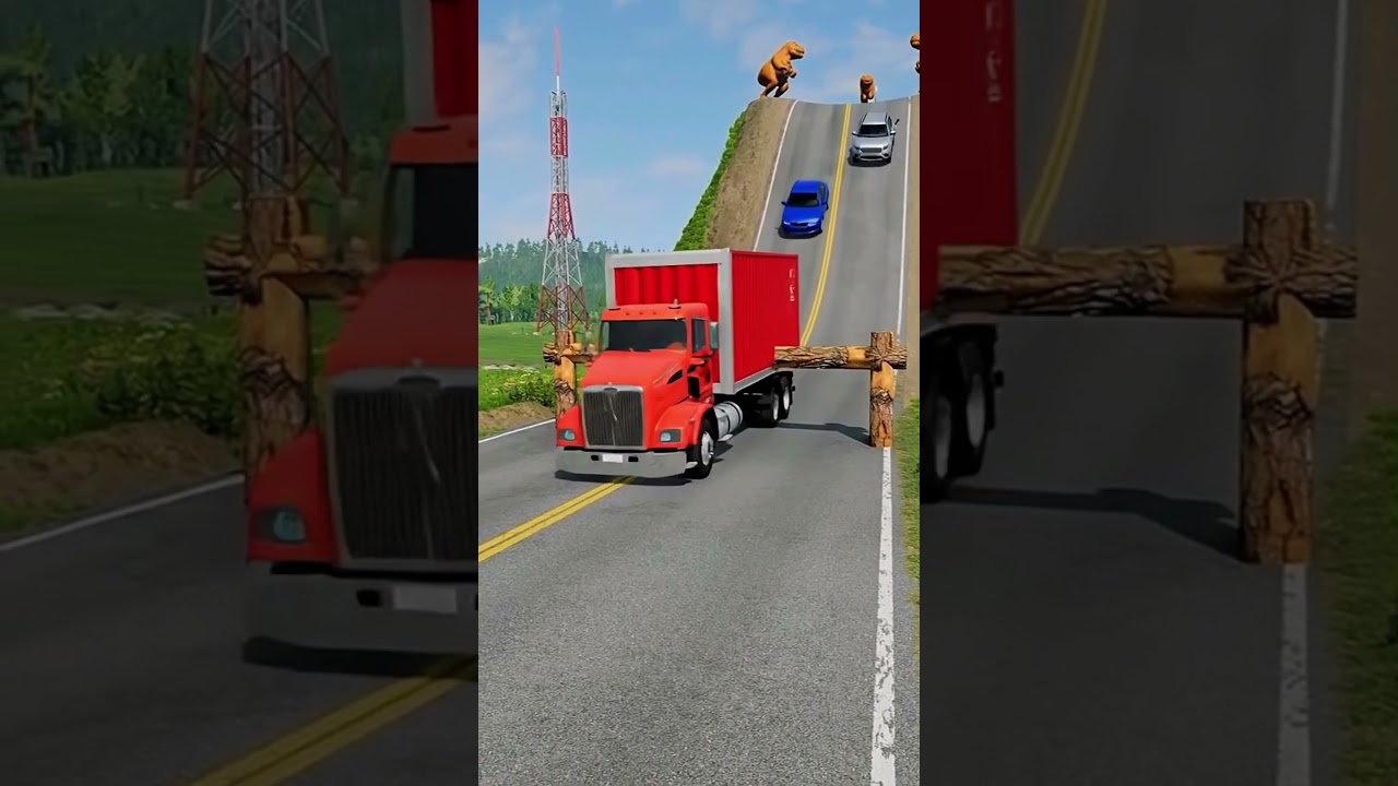 Lucky City Buses & Dumper Truck vs Logs Trap 💥 | BeamNG.Drive 