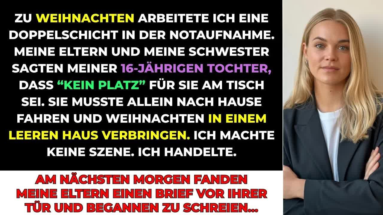 „Sie sagten, es sei kein Platz für mich am Tisch.“ – Meine 16-jährige Tochter saß zusammengerollt auf dem Sofa, als ich an Heiligabend völlig erschöpft von einer Zwölf-Stunden-Schicht in der...