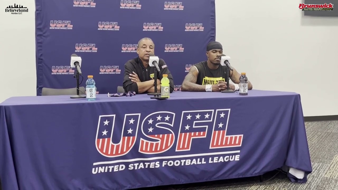 Pittsburgh Maulers coach Ray Horton & QB Troy Williams after their 24-20 loss to Birmingham