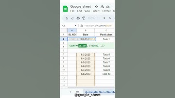 Automatic Serial Number Using a combination of SEQUENCE & COUNTA Function in Google Sheets