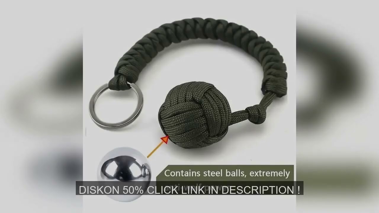 Outdoor Self-Defense Umbrella Rope,Monkey Fist Steel Ball, Paracord Survival Key Chain, Outdoor Safe