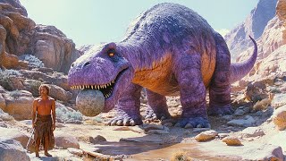 CAVEMEN of the future TRAIN DINOSAURS and use them to do his DAILY TASKS