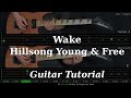 Wake  hillsong young  free  electric guitar playthrough with fretboard animation