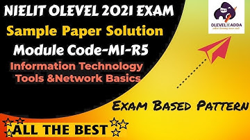 Module CodeM1-R5|Exam Based Pattern|Sample Paper Solution|Most Important Questions|NIELIT OLEVEL2021