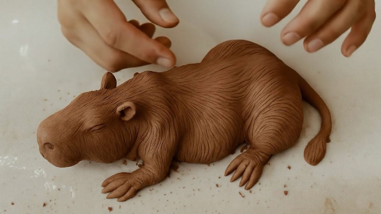 Sculpting challenge day 13: Making a realistic capybara with detail