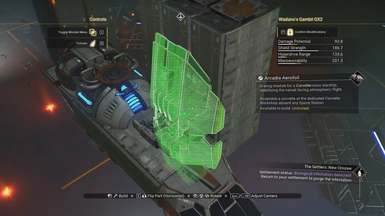 No Man's Sky Corvette Glitch Building: New scaffold for tilting habs