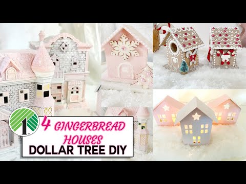 DOLLAR TREE CHRISTMAS DIY: 4 DIFFERENT STYLES OF GINGERBREAD HOUSES