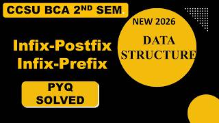 MDU BCA 2nd Sem Data Structure | Infix to Postfix & Prefix | PYQ solved | Very Important question