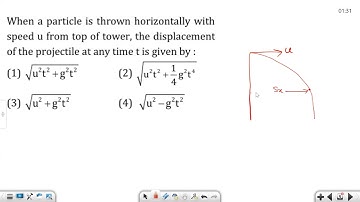 When a particle is thrown horizontally with speed u from top of tower, the displacement of the proje