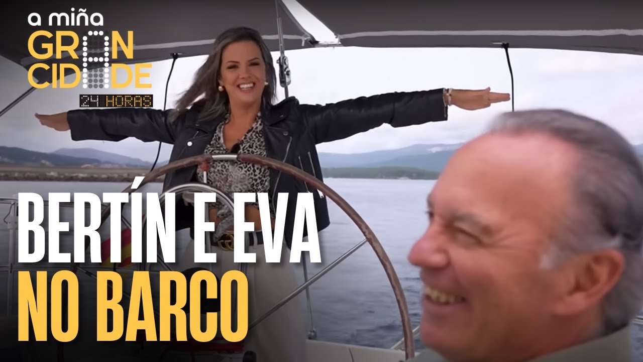 BERTÍN OSBORNE monta nun barco con EVA IGLESIAS en RIANXO
