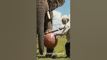 A female veterinarian helps an elephant get rid of a water bladder #elephant #shorts #ai #shorts