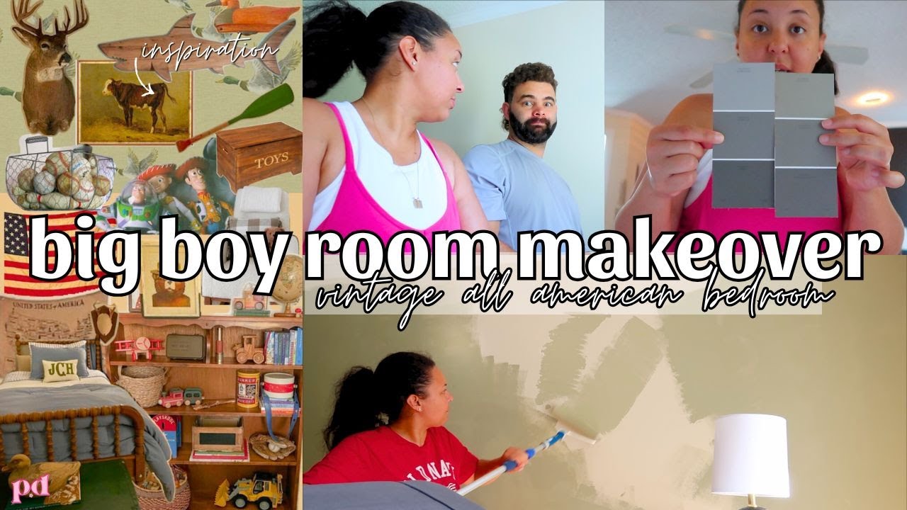BIG BOY ROOM MAKEOVER 🛏️ | All-American Boy Vintage Kids Bedroom Transformation | Page Danielle