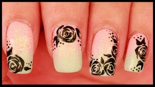 nail roses ombre pastel
