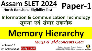 Memory Hierarchy MCQ of ICT for Assam SLET Paper 1 2024 | NESLET Paper 1