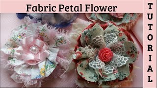 Petal Fabric Flower Diy, no sew, Shabby Chic crafts, diy fabric flower, cotton t shirt flowers,
