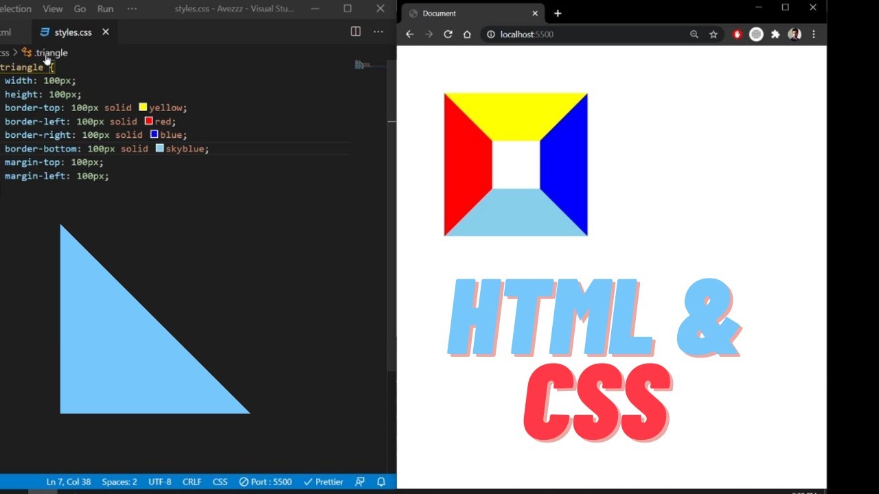How to make a Triangle bottom left using HTML and CSS - YouTube
