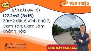 127.1m2 (8x15) 60m2 thổ cư tại Vĩnh Phú 2, Cam Tân, Cam Lâm giá 950 triệu | Nhà Đất Cam Lâm