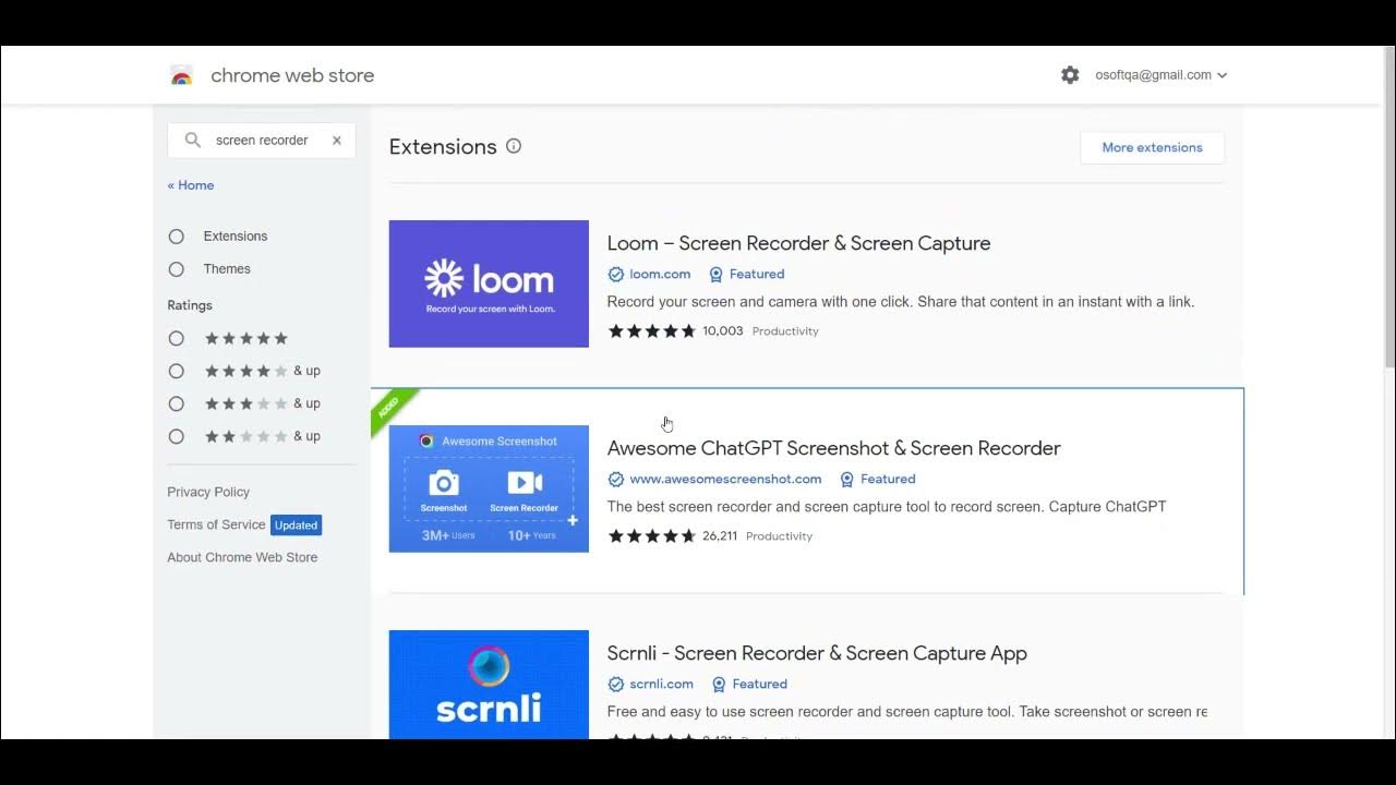 Search for Screen Recorder Chrome Extension YouTube