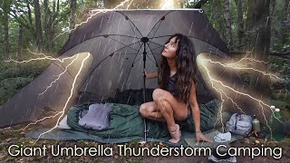 Camping Under a Giant Umbrella • In a Thunderstorm!