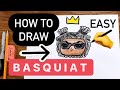 How to Draw BASQUIAT Character for Kids - step by step with Background #basquiat #mrschuettesart