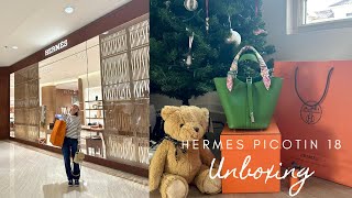 💚 Hermes Picotin 18 in 23FW Color Vert Yucca Shopping & Unboxing 💚