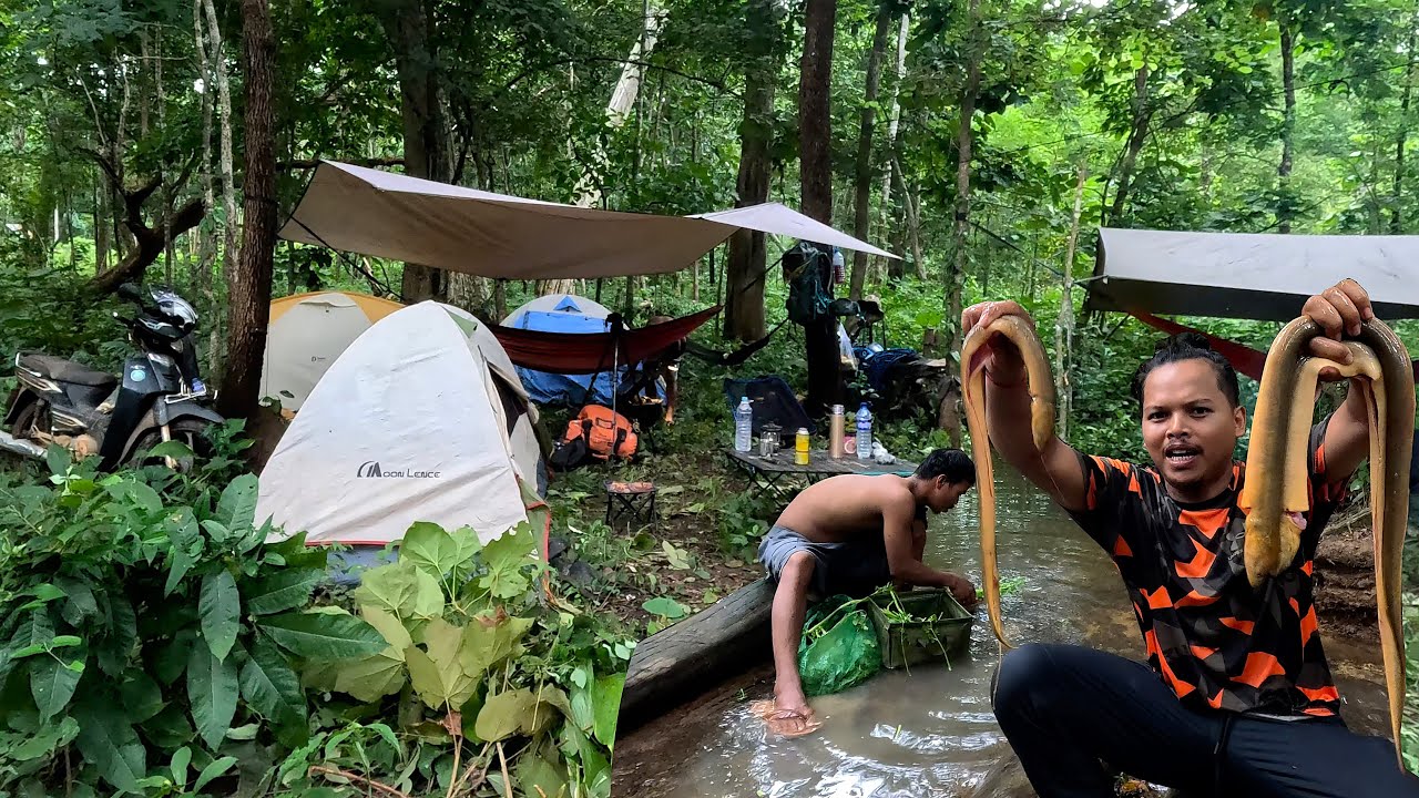 Motorbike Adventure to a Hidden Jungle Temple  - Camping & Cooking Eel Soup