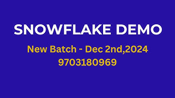 Snowflake Demo | New SQL and Snowflake Batch on Dec 2nd