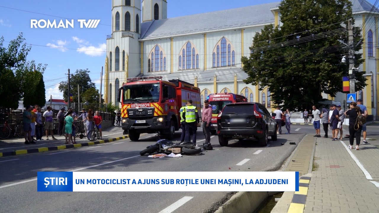 Un motociclist a ajuns sub roțile unei mașini, la Adjudeni