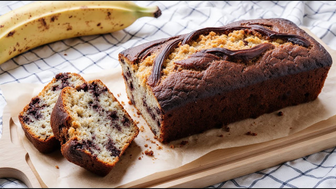 🍌 Bananenbrot mit Nuss-Nougat-Creme. So lecker und so einfach! 🍞