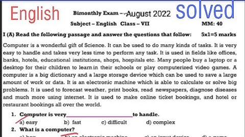 #class-7 #pseb English sample paper #class7 #august2022 #bimonthly