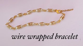 Pearl Bracelet/Wire Wrapped Bracelet Tutorial/Wire jewelry/easy bracelet making at home/handmade