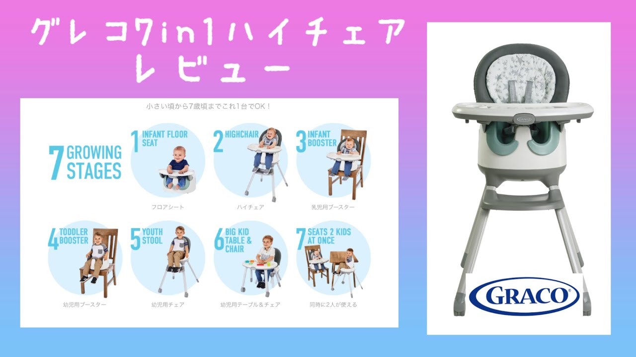 レビュー】graco7in1ハイチェアの組み立てとレビューの動画です。買っ
