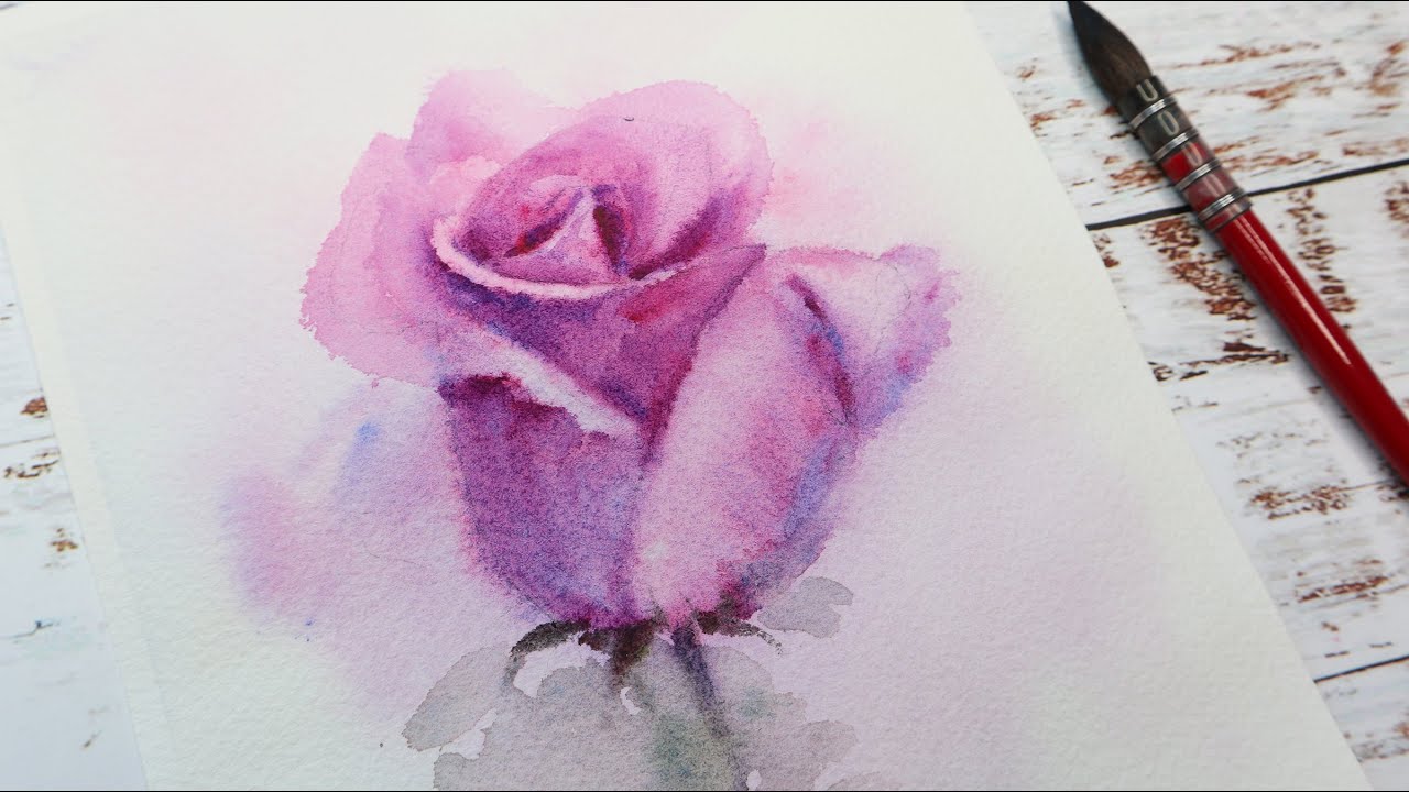 A ROSE BUD PAINTING STEP BY STEP WATERCOLOR TUTORIAL/ HOW TO/ WET ON
