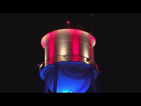 Clovis lights up Old Town Water Tower in Honor of 9/11