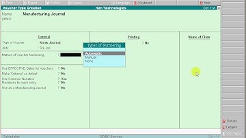 Tally Tutorials - Manufacturing Journal - Creation of Voucher Type - (2 of 4 Videos)