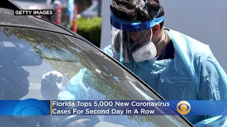Florida Tops 5,000 New Coronavirus Cases For Second Day In A Row, 46 New Deaths