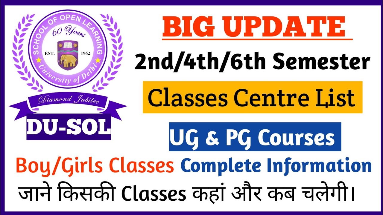 Sol Class BIG UPDATE SOL 2nd/4th/6th Semester classes updates 2024 l Sol classes ...