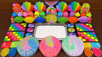 RAINBOW SEASHELL !!! Mixing Random Things into GLOSSY Slime!!! Series #199  Satisfying Video!!!