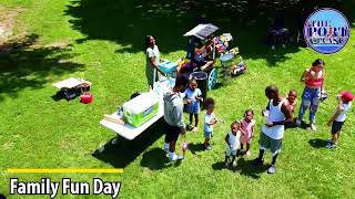 Family Fun Day. Live Band, Bike Giveaway, Food, Scholarships, and Community Awareness.