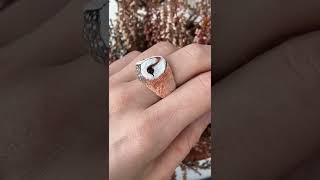 Owl ring made of polymer clay Fimo. Barn owl jewelry