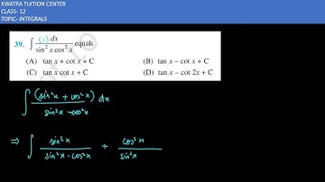 Integrate the functions 39. dx/ sin^2x cos^2x Ex 7.2 Class 12 Mathematics NCERT Solution