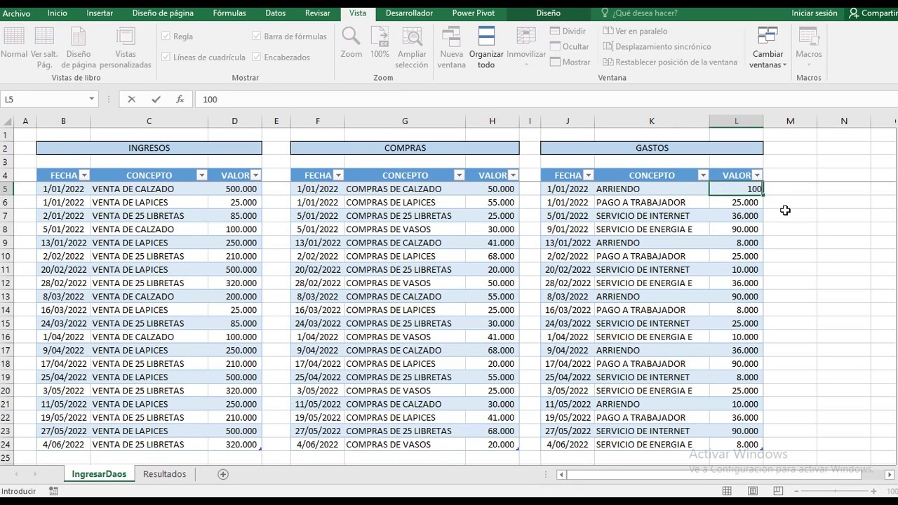 Como hacer un excel de gastos e ingresos