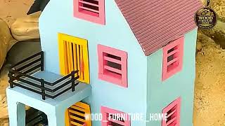 How make four mini house 🏠 with bricks #Wood_furniture_home 
