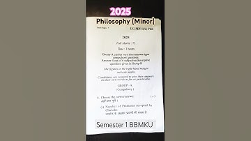 Philosophy (Minor) | semester 1 |BBMKU |  Question paper | 2024-25 #bbmku_dhanbad #philosophy